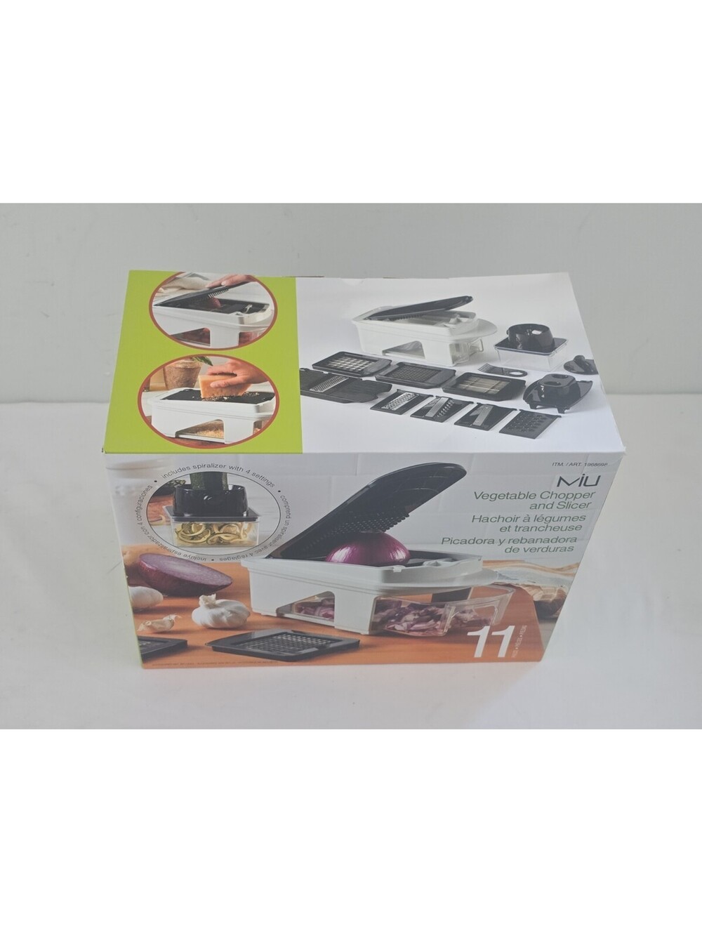 MIU Vegetable Chopper 11-Pc with 3 Interchangeable Dicer Blades & 5 Slicer   OB